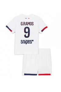 Paris Saint-Germain Goncalo Ramos #9 Jalkapallovaatteet Lasten Vieraspeliasu 2025-26 Lyhythihainen (+ Lyhyet housut)